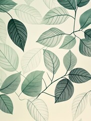 Subtle botanical leaf outlines in pastel green for nature and gardening themed projects