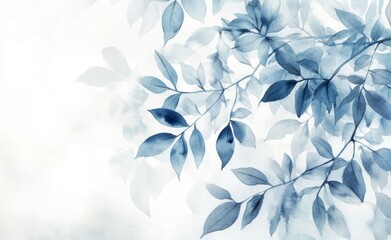 Delicate Light Blue and Gray Leaf Patterns for Nature Inspired Art and Decor
