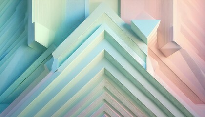 Vibrant PastelColored Tech Backdrop Featuring a Striking Geometric 3D Structure, Showcasing Futuristic and Minimalist Design Elements at Twilight.