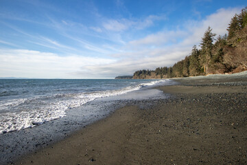 Beach landscape on a sunny day in the Pacific Northwest