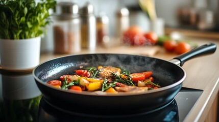Induction cooktop utensils on the table