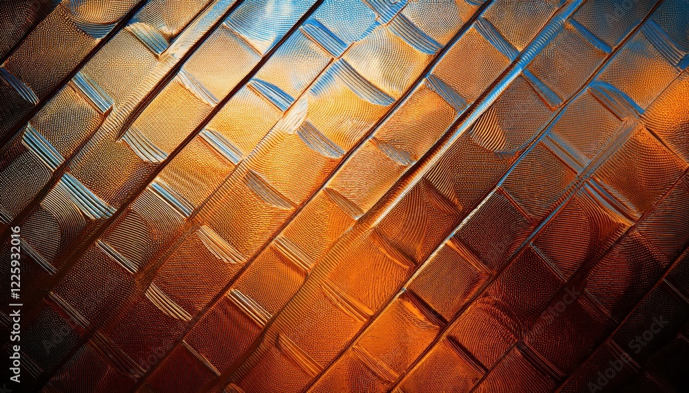 Poster striking patterned glass texture background intricate geometric designs illuminated in a mysterious 