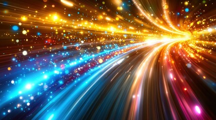 Obraz premium Vibrant Light Trails: A Journey Through a Colorful, Energetic Galaxy