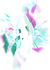 An abstract transparent iridescent color blur design element.