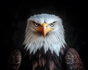 Obraz premium Majestic Bald Eagle Portrait Dark Background Wildlife Photography
