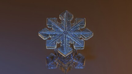 Stunning Detailed 3D Render of a  Reflective Crystal Snowflake