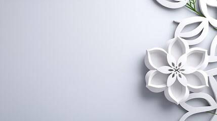 Elegant white floral design on a light gray background, perfect for invitations or greeting cards.