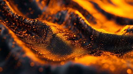 Golden Glitter Wave on Brown: Abstract Shimmer and Glow Background