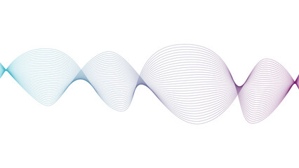 Vector curvy abstract line art wavy flowing dynamic Blue and purple white background in concept music or sound, wave, wind, information flow	