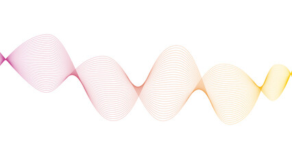 Vector curvy abstract line art wavy flowing dynamic orange yellow white background in concept music or sound, wave, wind, information flow	