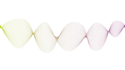 Vector curvy abstract line art wavy flowing dynamic green pink white background in concept music or sound, wave, wind, information flow	