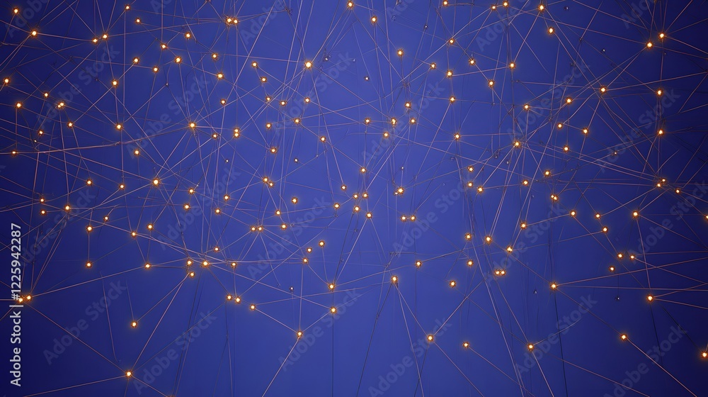 Poster abstract network connection lights glowing dots lines digital technology