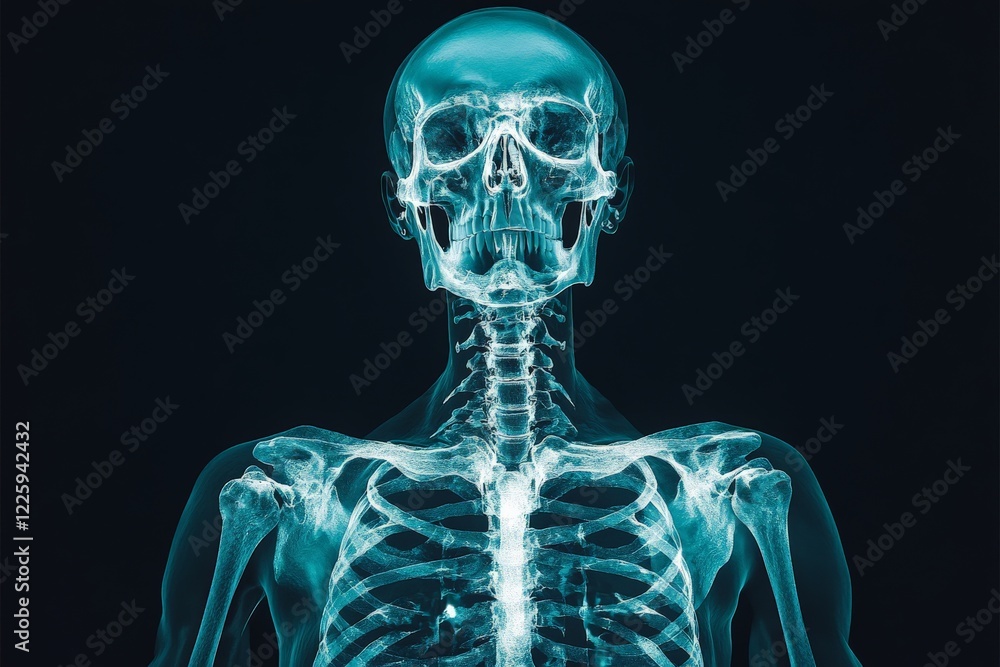 Aufkleber detailed view of a human skeleton illuminated against a dark background showcasing bone structure an