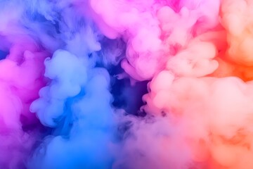 Fototapeta premium Abstract Colorful Smoke Clouds, Vibrant Pink Blue Orange Swirls, Psychedelic Vapor Background