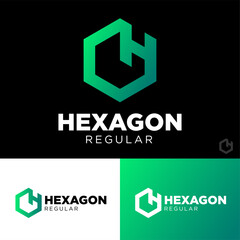 Hexagon icon with letter H. Monogram in box, 3D illusion. Delivery company icon. Postal service icon. Mail and parcels delivery symbol. 