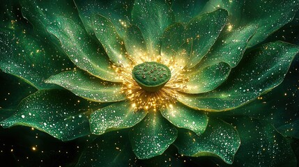 Fototapeta premium Dew Kissed Lotus Radiating Golden Light