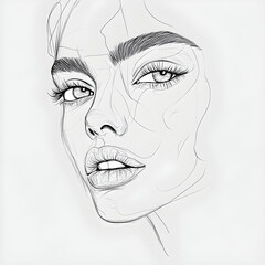 Obraz premium A straightforward illustration of a line art face of a designer.