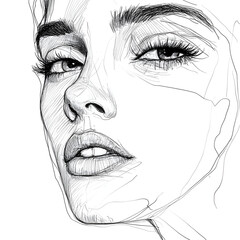 Obraz premium A bare sketch of a line art face created by a designer.