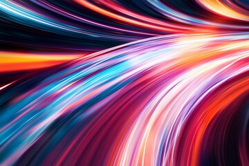Obraz premium Vibrant abstract light trails creating a dynamic motion effect in a colorful digital landscape