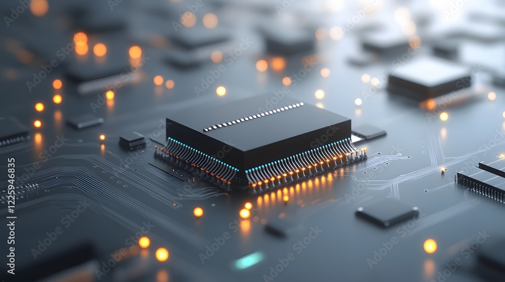 Poster advanced microchip technology circuit board closeup