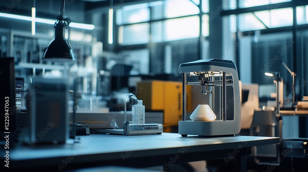 Poster 3d printing technology in a laboratory setting showcases advanced manufacturing techniques