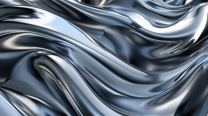 Abstract silver waves texture, metallic liquid flow, luxury smooth background.