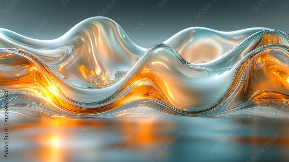 Poster fluidity in distortion: a captivating close-up of wavy glass texture creating abstract patterns