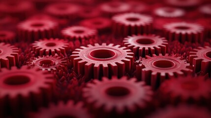 Intricate Red Gears: A Symphony of Precision and Interconnectivity