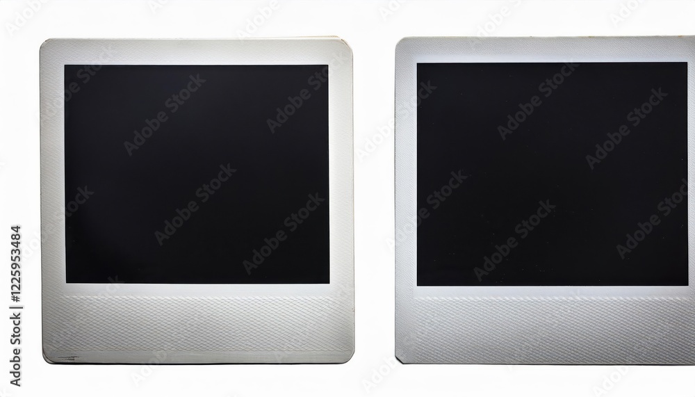Poster timeless retro polaroid frame with transparent textured film, showcasing a charming analog isolation