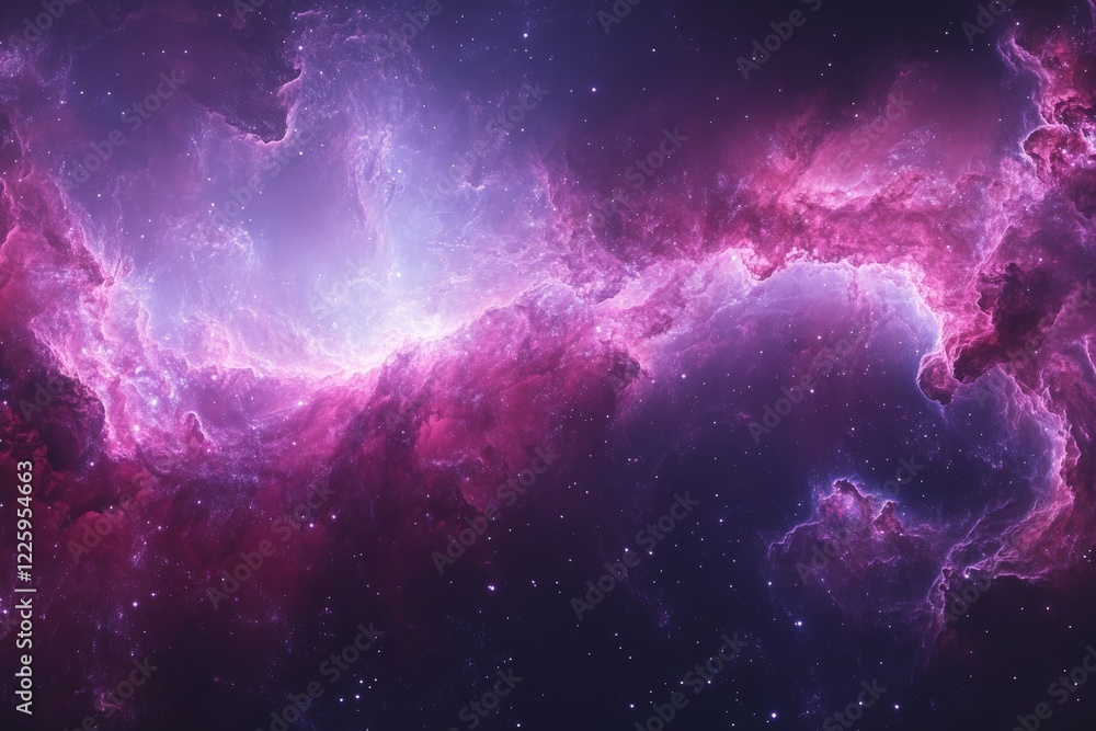 Poster nebula in space with vibrant colors and starlight shining through