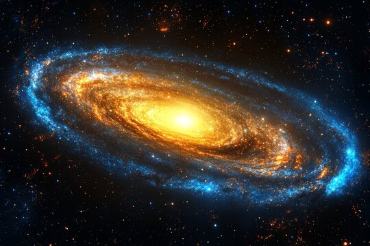 Stunning view of a spiral galaxy illuminated by a brilliant core of stars and gas in deep space - Powered by Adobe