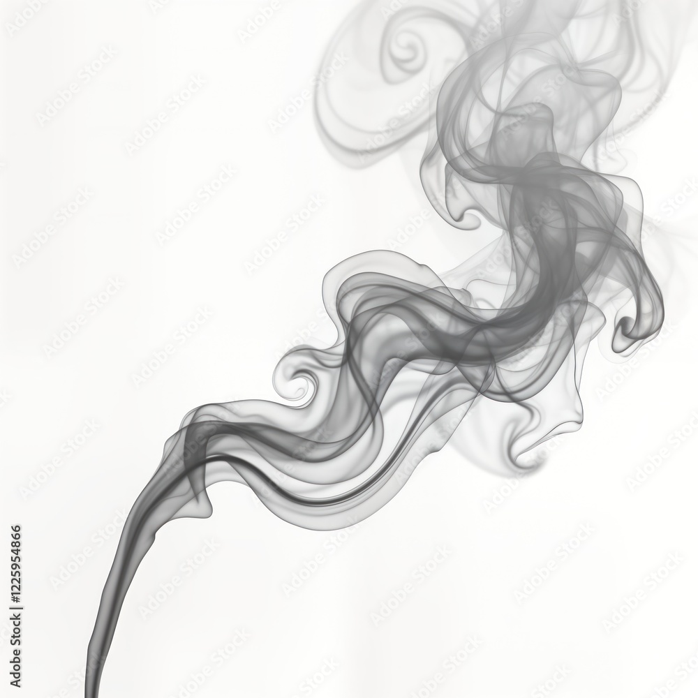 Poster abstract dynamic smoke swirls, curves isolated on white background. realistic smoke effect. suitable