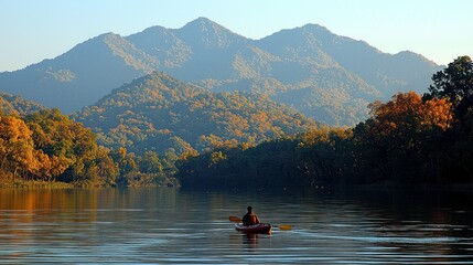 Kayaking Serenity: A Peaceful Paddle Through Autumnal Mountains