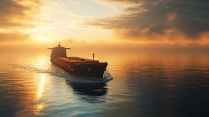 Fototapeta premium Isometric Maritime transport logistics concept. Ship cargo delivery or boat shipping containers and parcel boxes. Import export business logistic, transportation of international by container cargo.