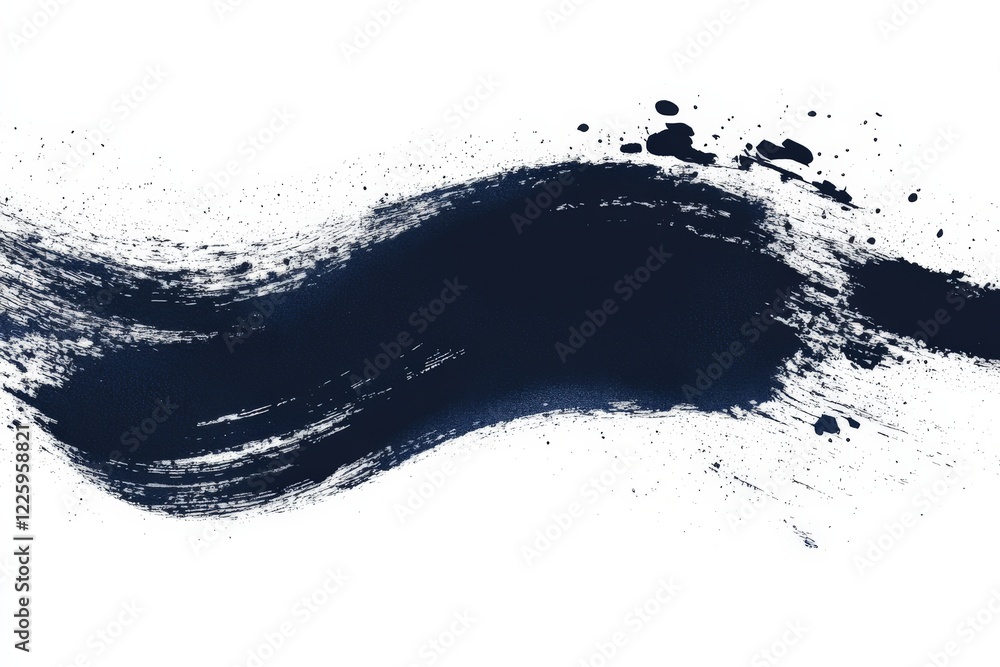 Poster bold navy blue paint stroke on white background showcasing texture and artistic expression in a mini