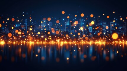 Night Cityscape: A Digital Metropolis Glimmering with Lights