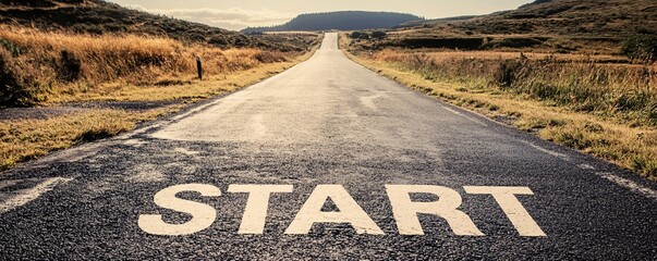 Empty country road starting point leading to new beginnings