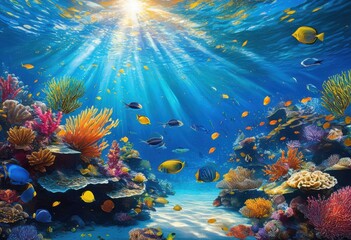 vibrant underwater textures showcasing subtle light reflections colorful marine life intricate surface patterns, aquatic, aquarium, bubbles, brilliance, corals