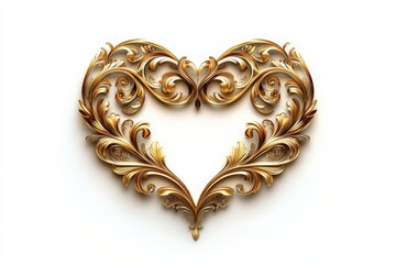 Elegant golden heart design with intricate floral patterns suitable for decor and art projects