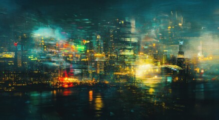 Fototapeta premium Cyberpunk Cityscape: A Night in Neo-Tokyo