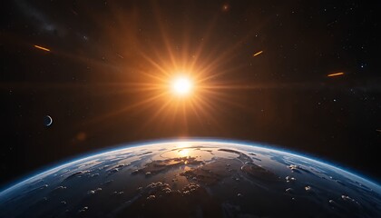 Fototapeta premium Stunning Sunrise Over Earth From Space: A Breathtaking View of Our Planet From Orbit