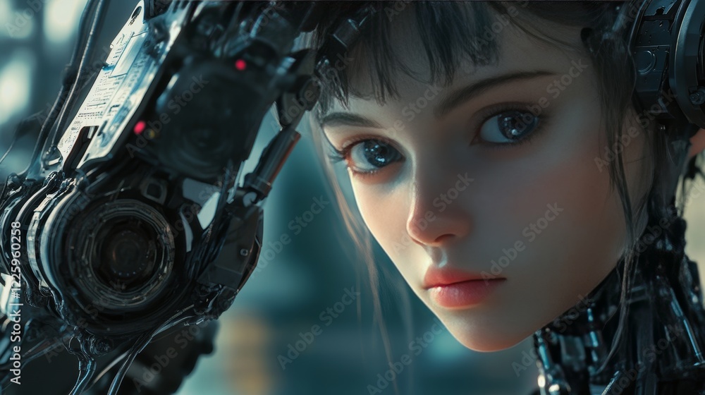 Poster concept industry 4.0. artificial intelligence automation of product manufacturing on smart factory. 
