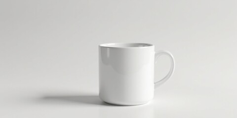Fototapeta premium A Plain White Mug on a Simple White Background, Ready for Your Design or Message