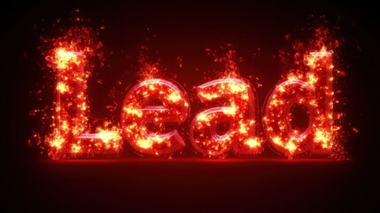 Fiery "Lead" word in flames, burning text effect.