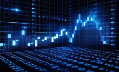 Obraz premium Abstract Blue Stock Market Data Visualization