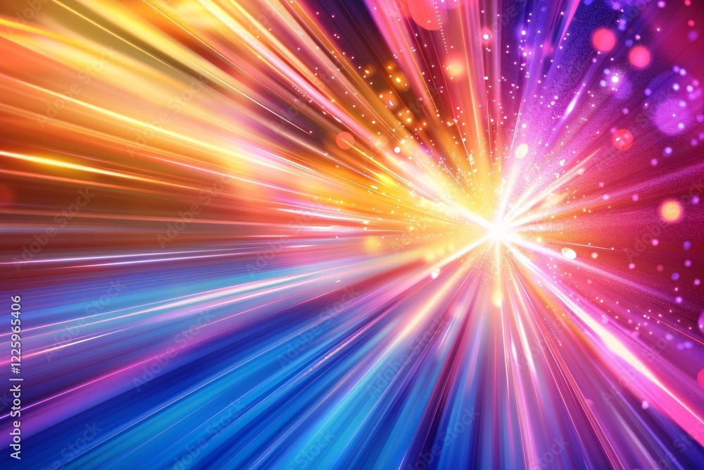 Poster vibrant rays of light converging at a central burst of energy in abstract background