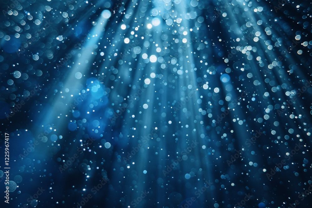 Aufkleber Blue abstract background with rays of light creating a bokeh effect from above
