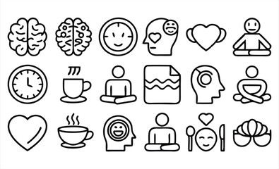 set of outline icons related to stress  linear 