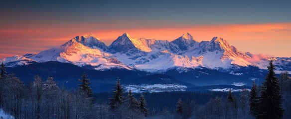 Majestic Sunrise over Snow-Capped Mountains