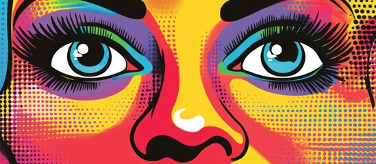 Pop Art Woman Smiling Vibrant Colorful Close-up Portrait